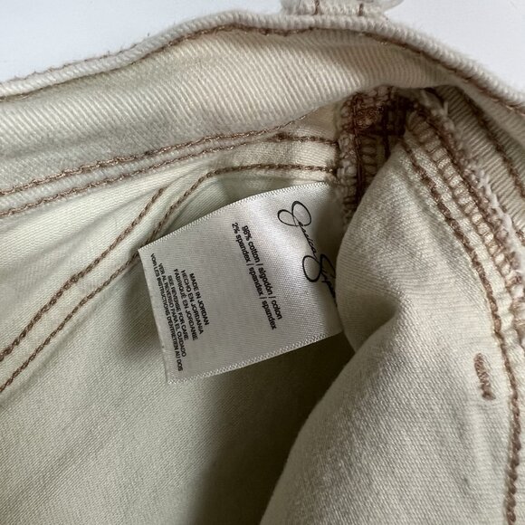 Jessica Simpson Slim Straight Cargo Ankle Jeans Size 26 Trouser High Rise Ecru - Picture 8 of 12